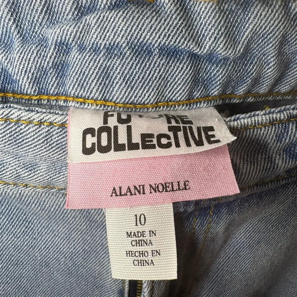 Future Collective Alani Noelle Distressed Denim Bermuda Shorts Light‎ Wash 10